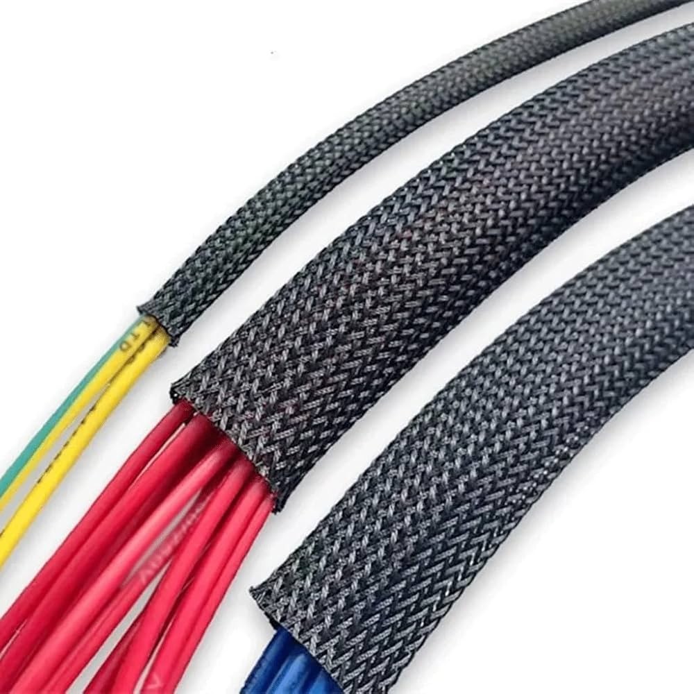 100 FT 1/8″ Black Green Expandable Wire Sleeving Sheathing Braided Loom Tubing