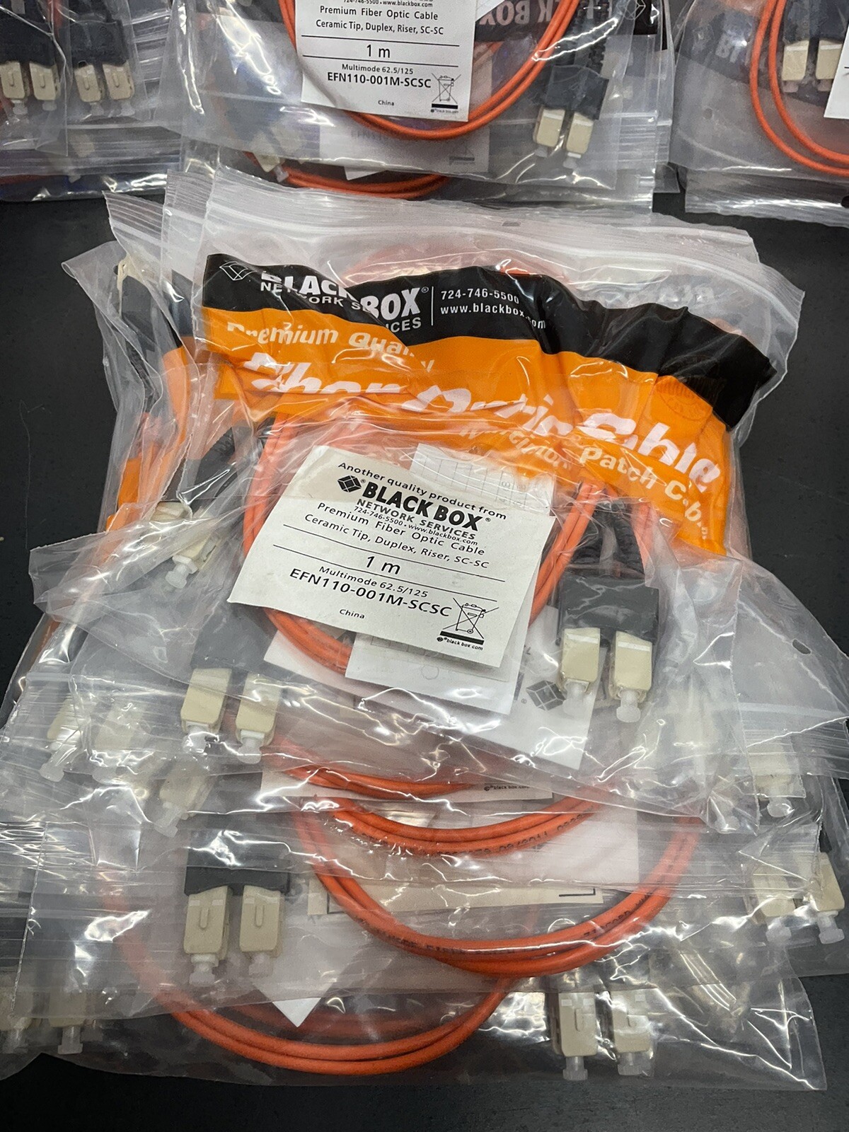(LOT OF 20) Black Box EFN110-001M-SCSC Fiber Optic Cable 1m. F-15
