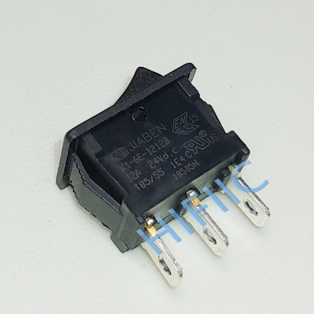 JIABEN K1-6E-1212B Rocker Switch 3 Pins 2 Positions 12A 24VDC T85/55