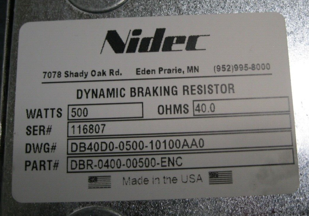 Nidec DB40D0-0500-10100AA0 Dynamic Breaking Resistor