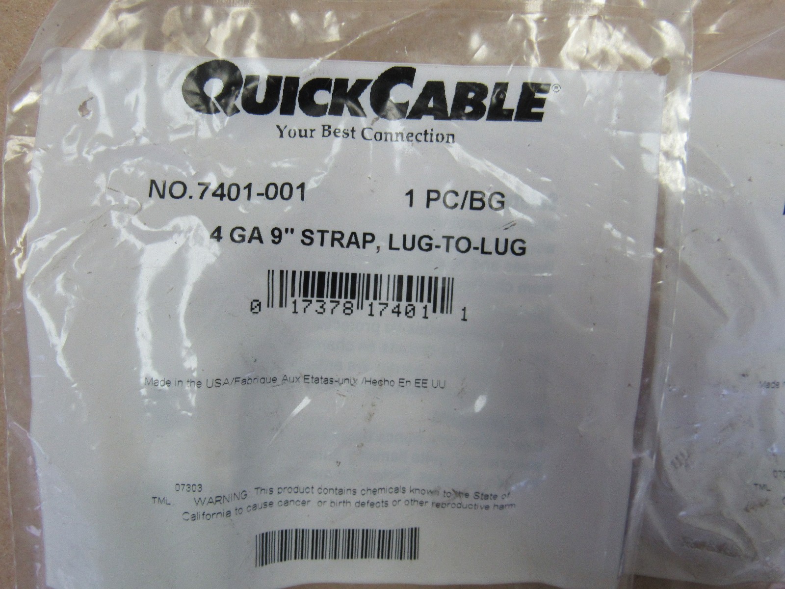 3 PCS QUICK CABLE NO. 7401-001 4 GA 9″ STRAP LUG-TO-LUG