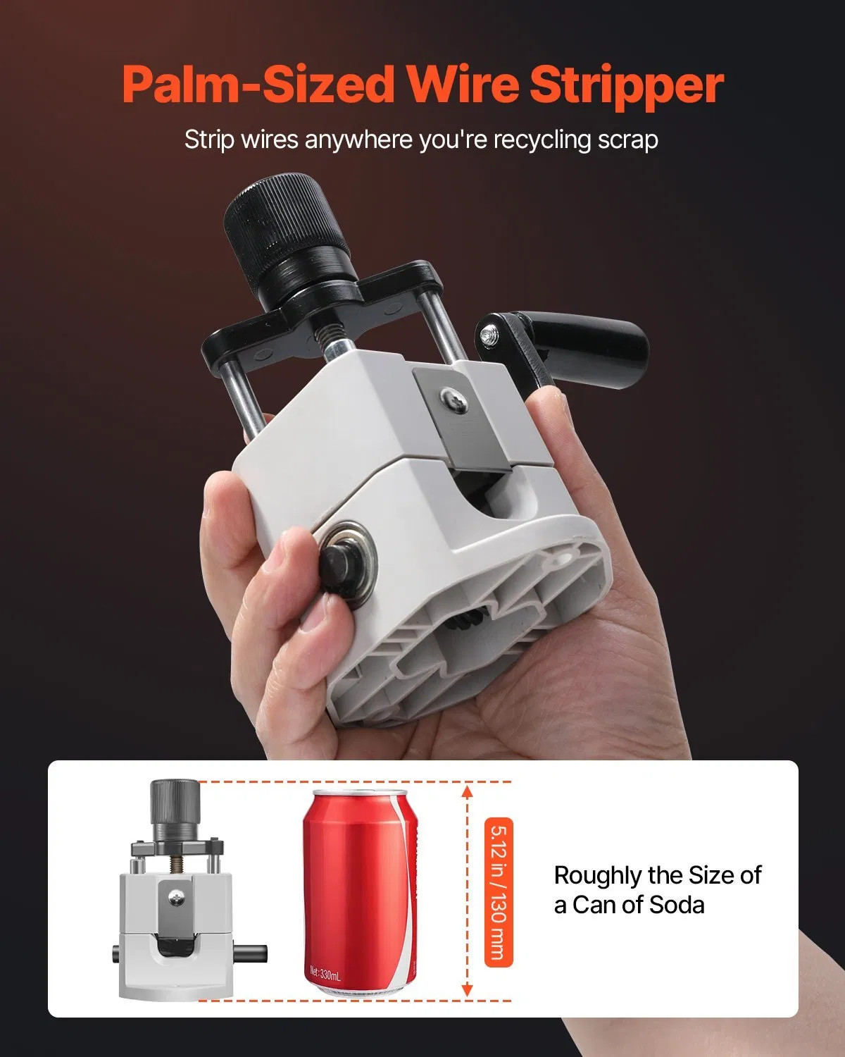 Manual Wire Stripping Machine, 0.06-1 in, Portable Copper Stripper with Hand Cra