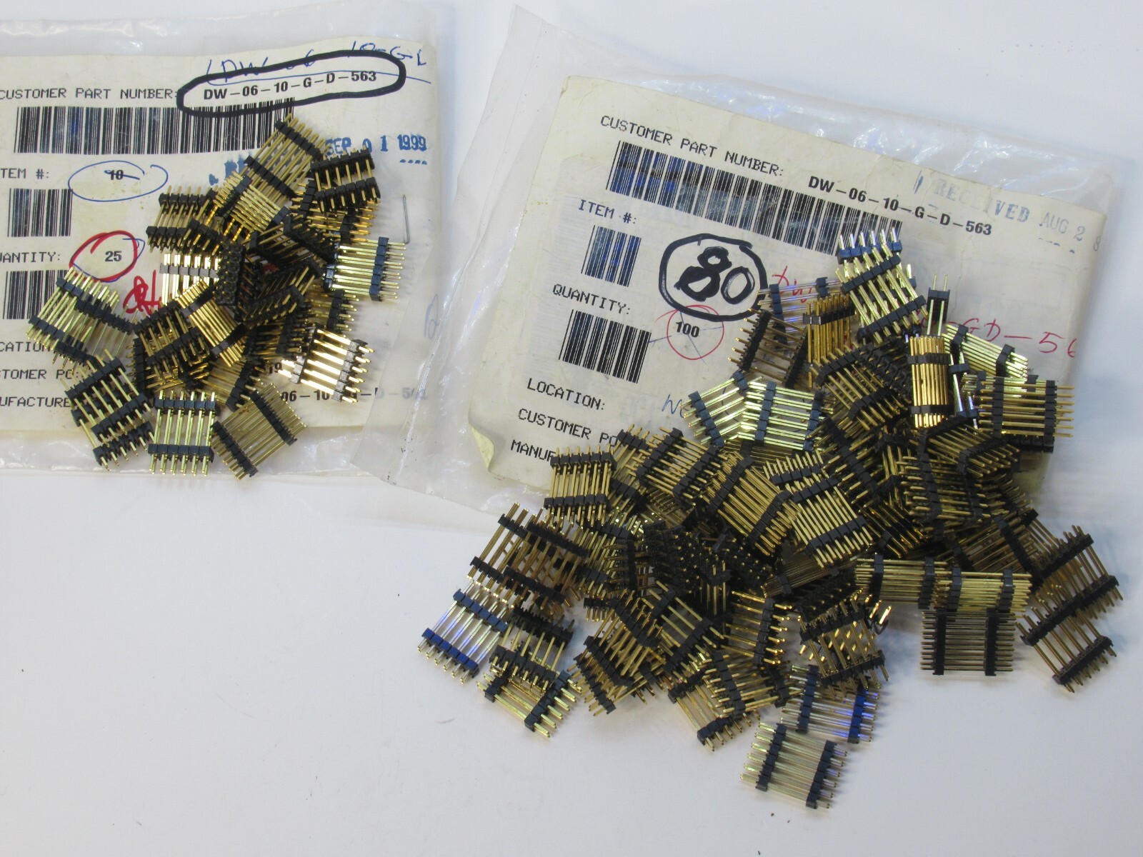 (NEW – Lot of 105) SAMTEC DW-06-10-G-D-563 Bronze Spacing / Stacking Board