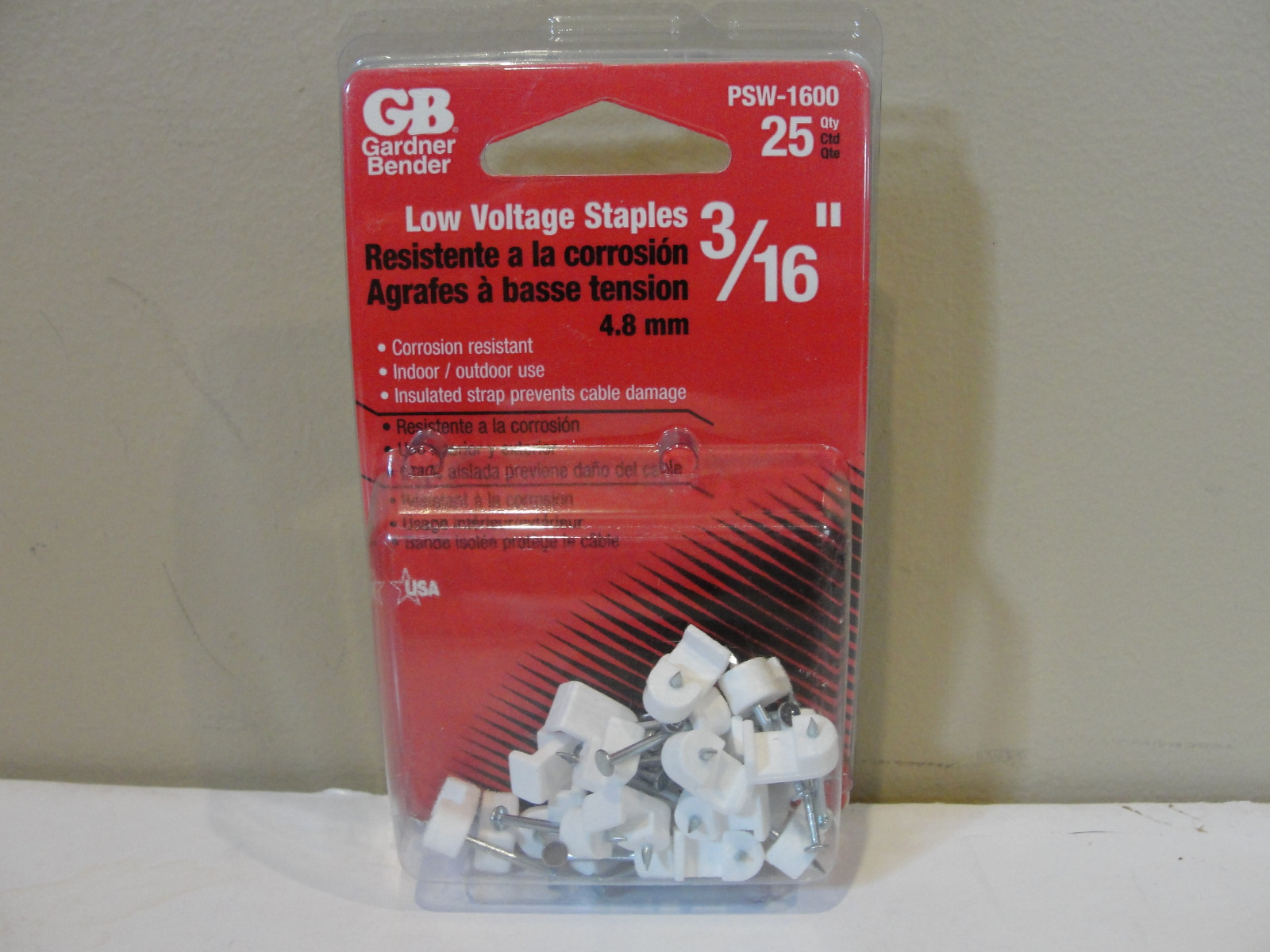 Gardner Bender PSW-1600 Low Voltage Staples, 3/16 in, Qty: 25