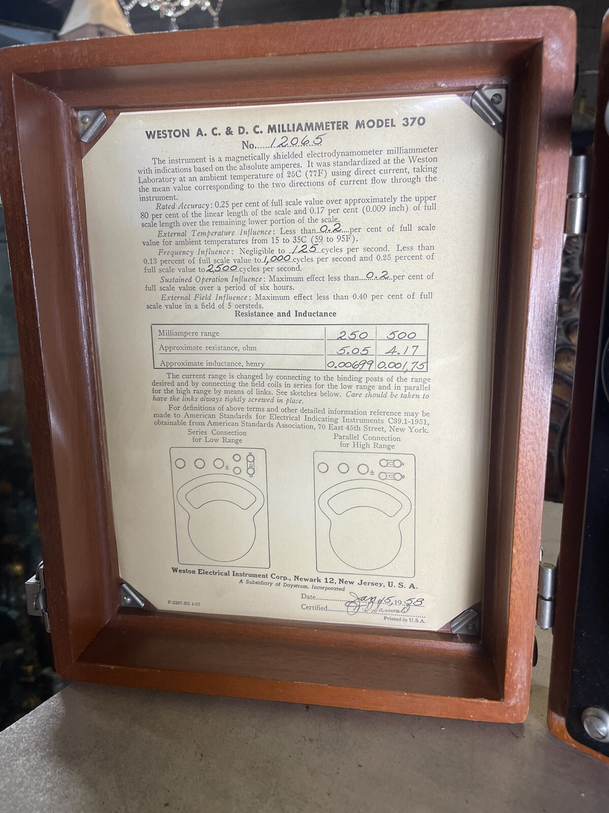 Vintage 1958 Weston Portable Standard ￼AC-DC Ammeter Model 370