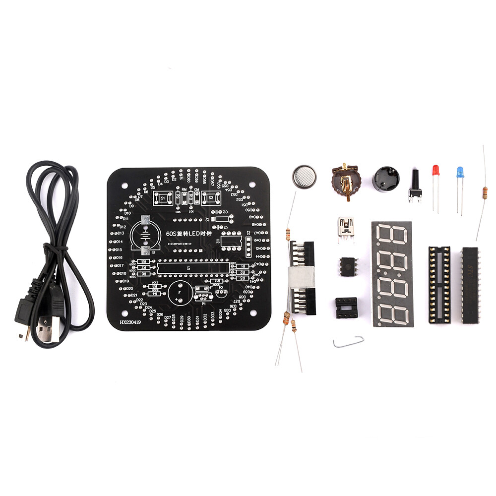 DIY Rotating LED Electronic Digital Clock Kit Learning Board DC5V DS1302 + Shell