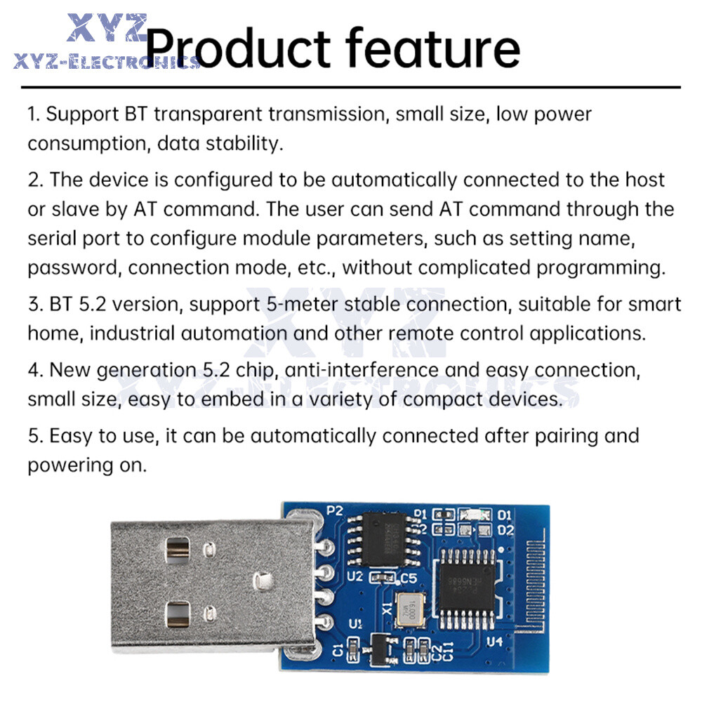 1-10Piece USB Bluetooth 5.2 Serial Module ECB02C BLE Serial Transmission Module