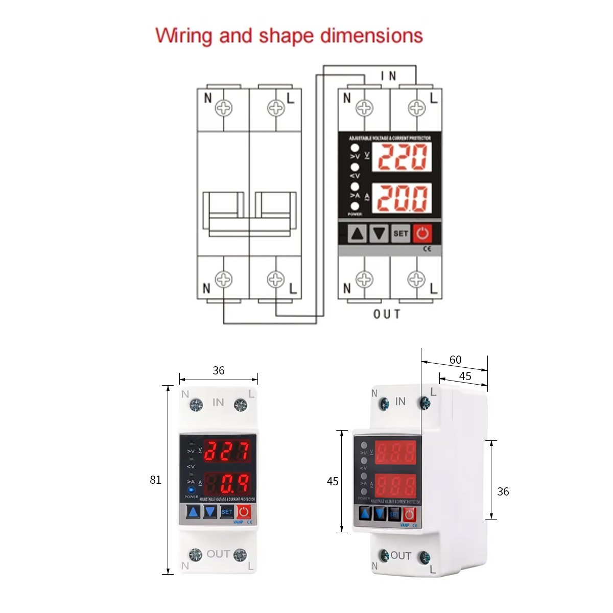 GEYA GP2 40/63A 220V Over Current Protector Over&Under voltage Protective Device