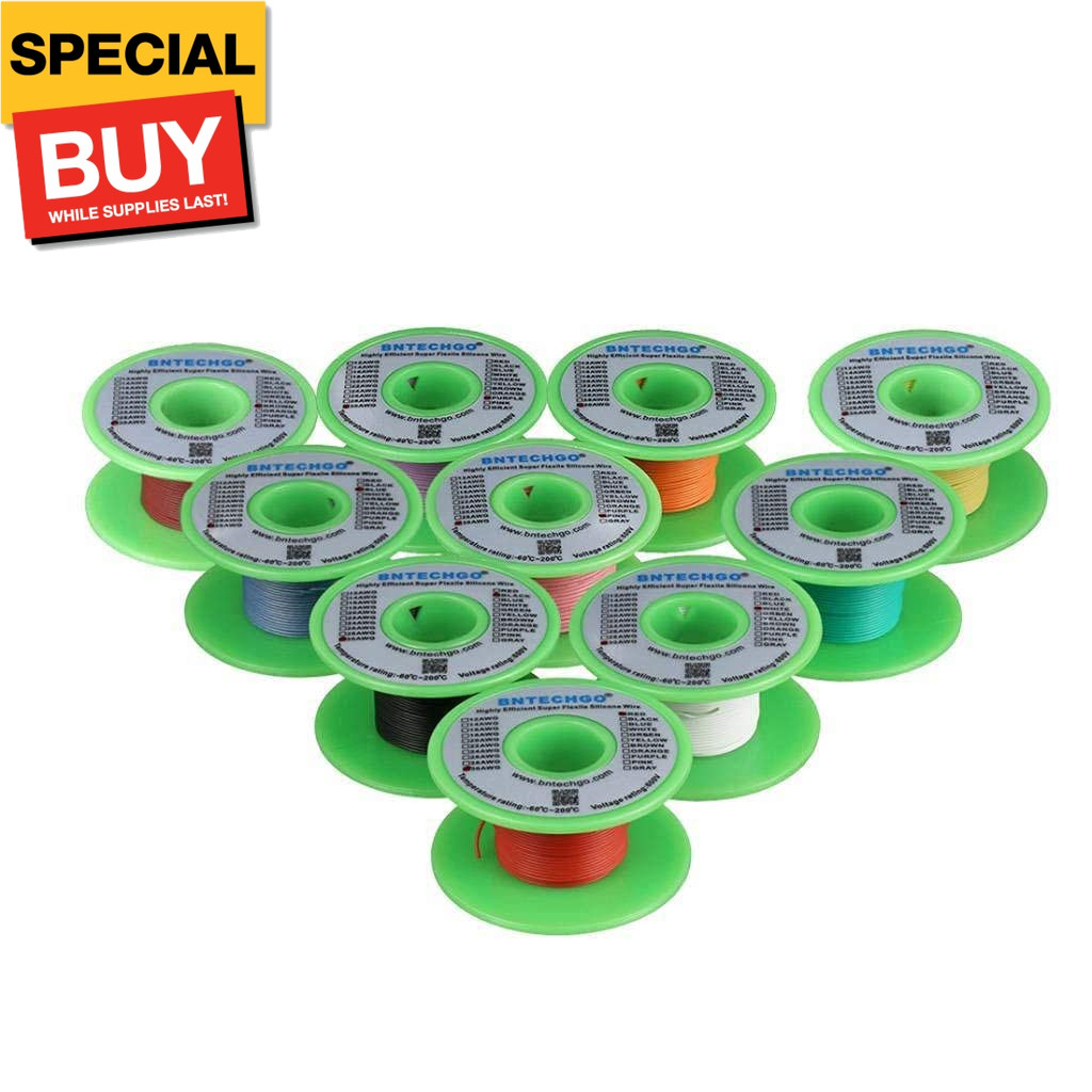 30 Gauge Silicone Wire Kit 10 Color Each 25 ft Flexible 30 AWG Stranded Tinned C