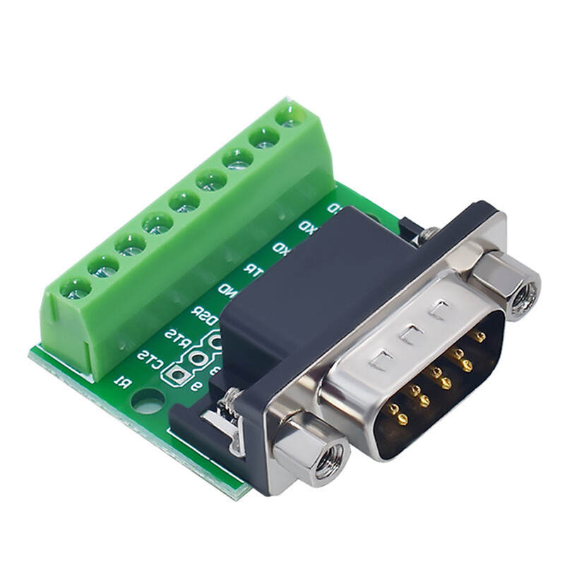 DB9 RS232 Serial D SUB Male Connector to 9 Position Terminal Breakout Board