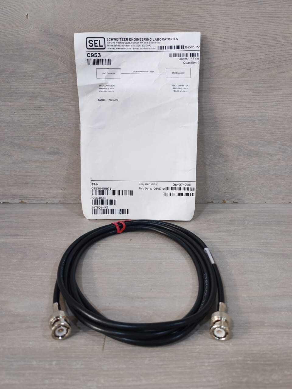 SEL C953 SCHWEITZER ENGINEERING LABORATORIES BNC CONNECTOR 7 Feet – No Box