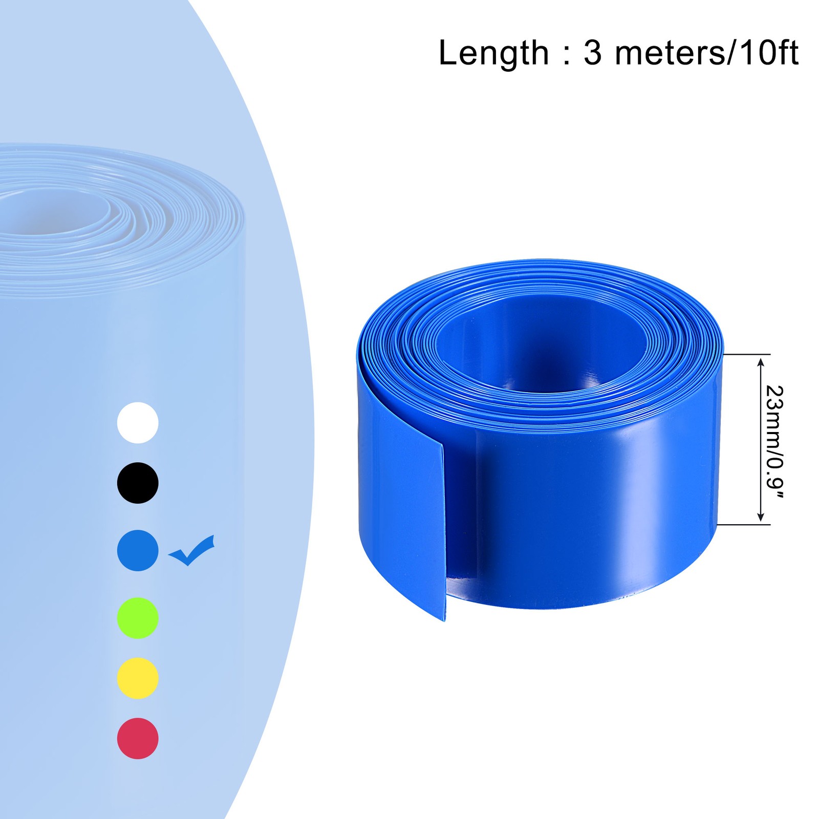 Battery Wrap Heat Shrink Tubing 14mm Dia 23mm Flat 10 Feet(3meters) Blue