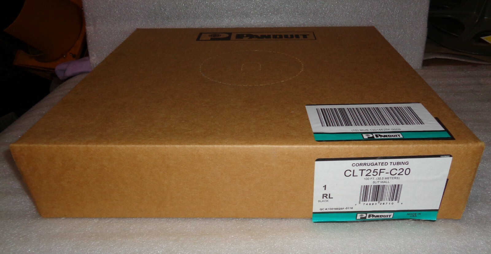 PANDUIT CLT25F-C20 SLIT WALL CORRUGATED TUBING 1/4″ BLACK WIRE LOOM 100FT COIL