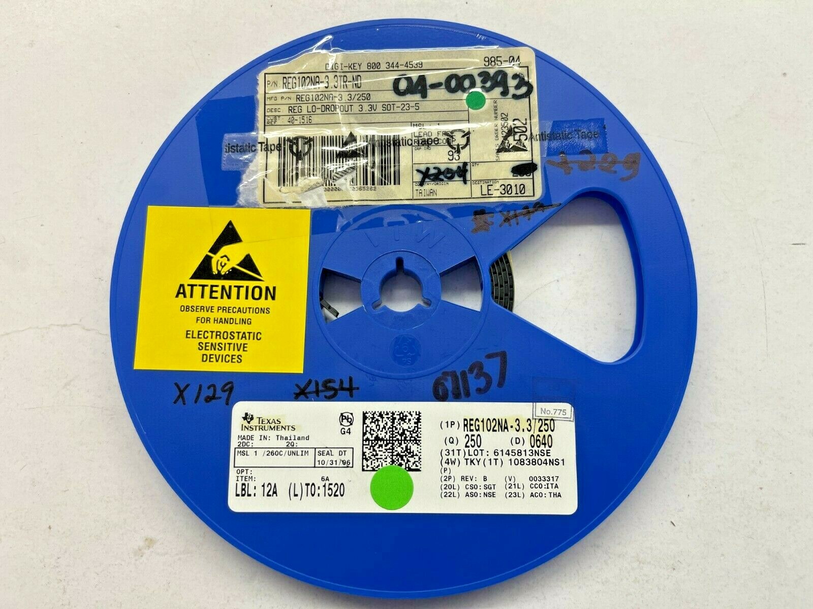 (25 PIECE LOT) REG102NA-3.3/250, IC REG LINEAR 3.3V 250MA SOT23-5, ROHS