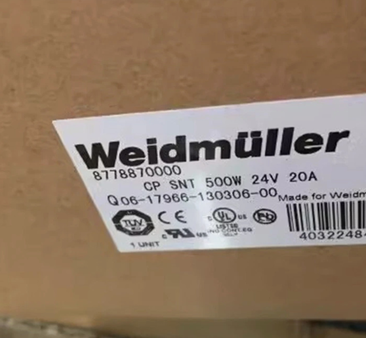 New Original WEIDMULLER CP SNT 8778870000 Switching Power Supply 24V 20A 500W