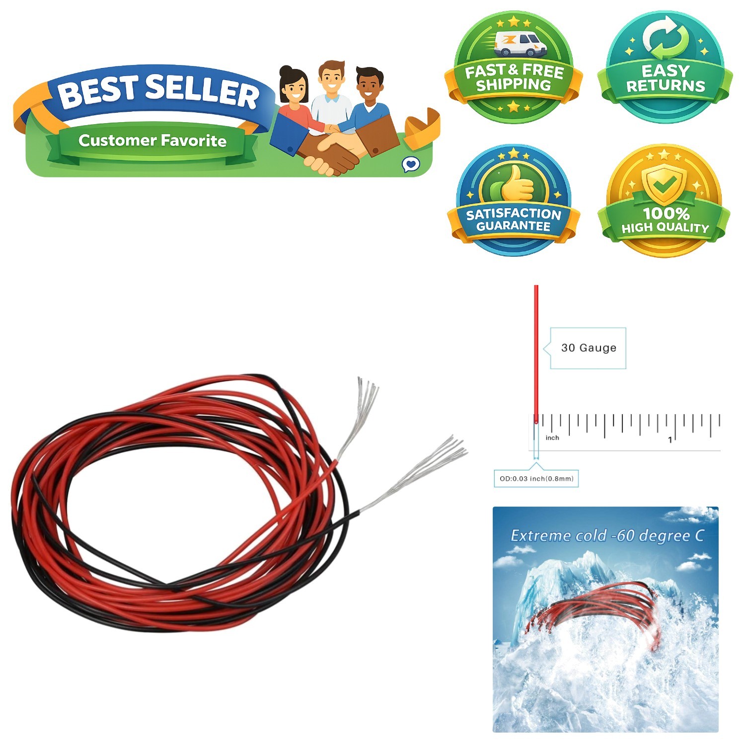 High-Temperature Resistant 30 Gauge Silicone Wire – 20ft Dual Color Kit