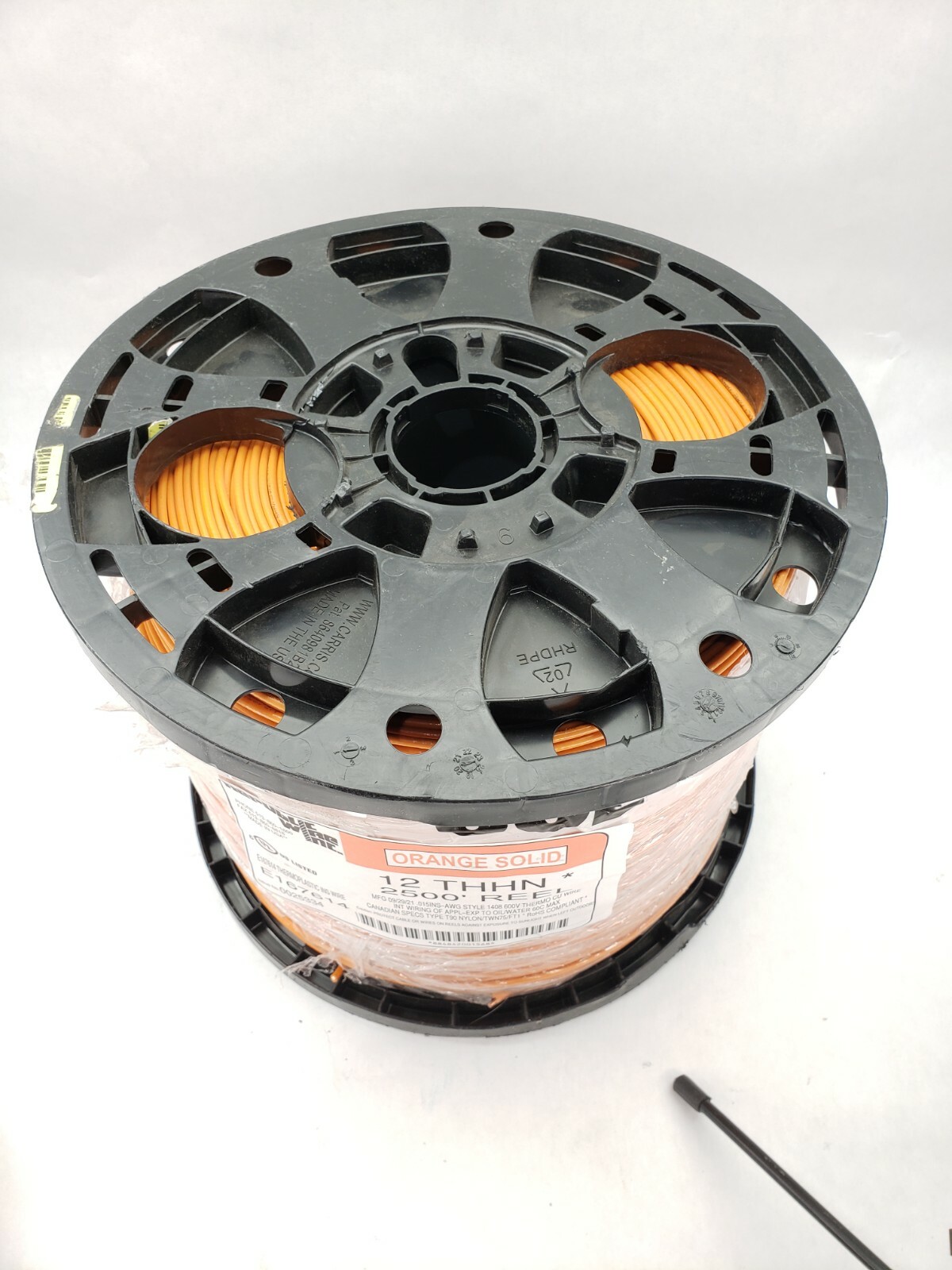 Republic Wire 12 SOL THHN 2500′ REEL E167614 ORANGE SOLID Wire
