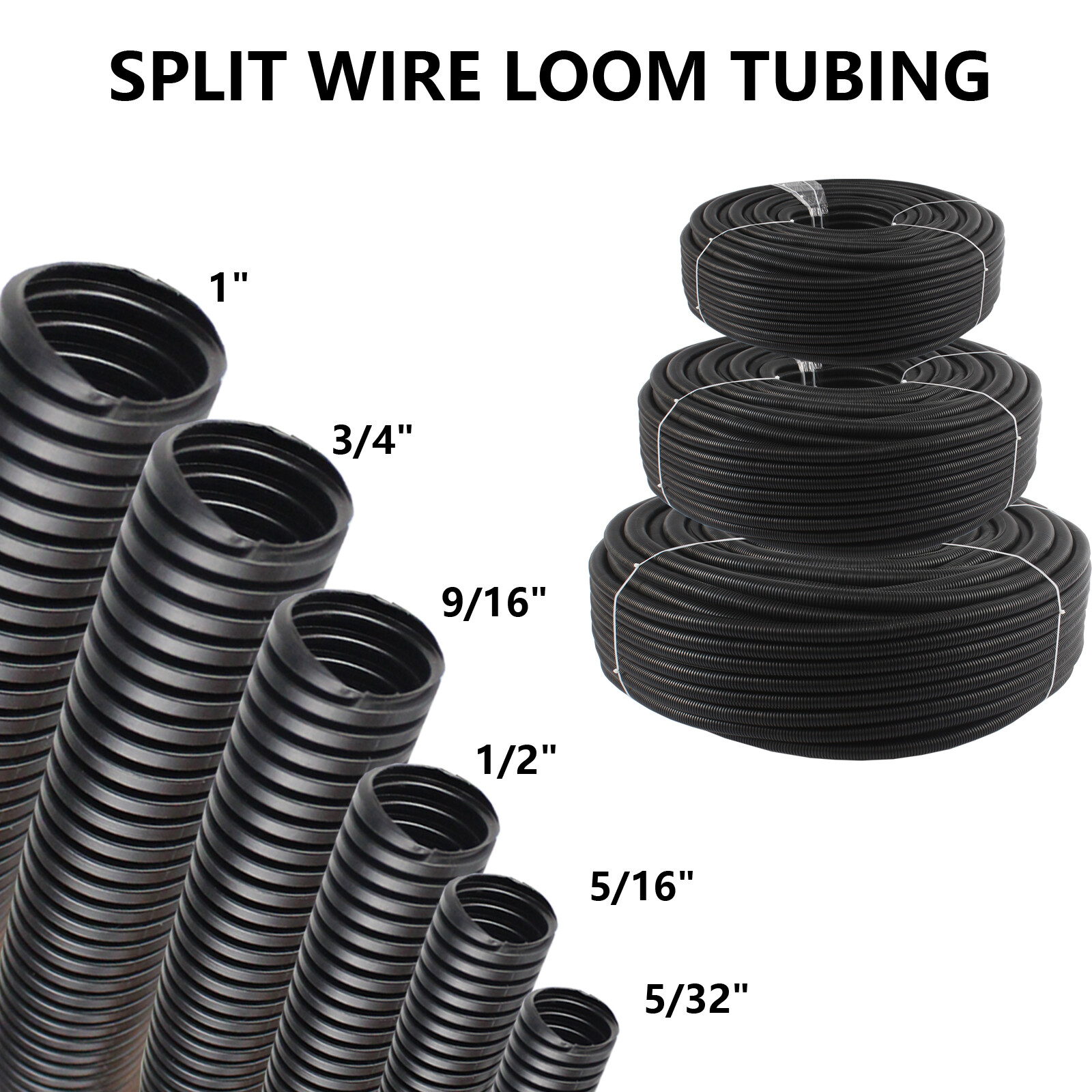 Polyethylene Split Wire Loom Conduit Tubing Harness Wrap Cable Sleeve Cord Lot