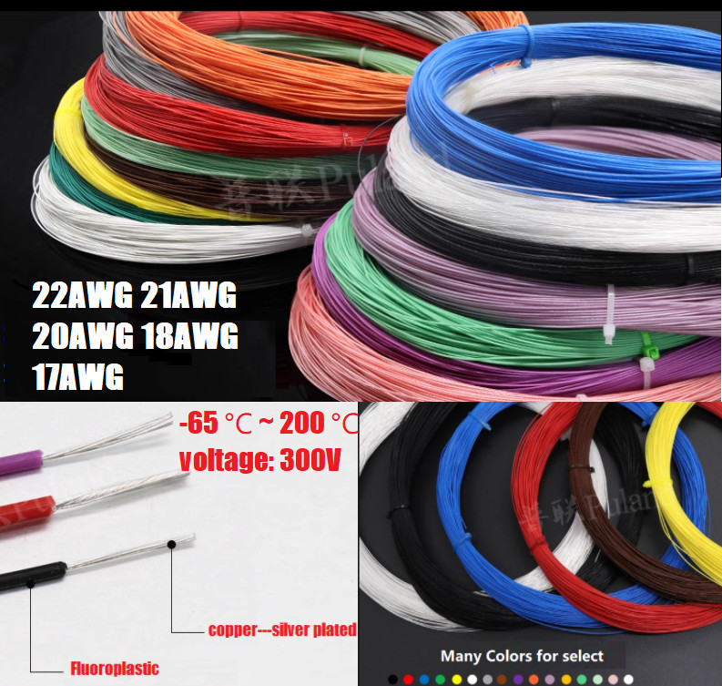 17-22AWG PTFE Silver Plated Copper Stranded Electrical Wire DIY Headphone Cable