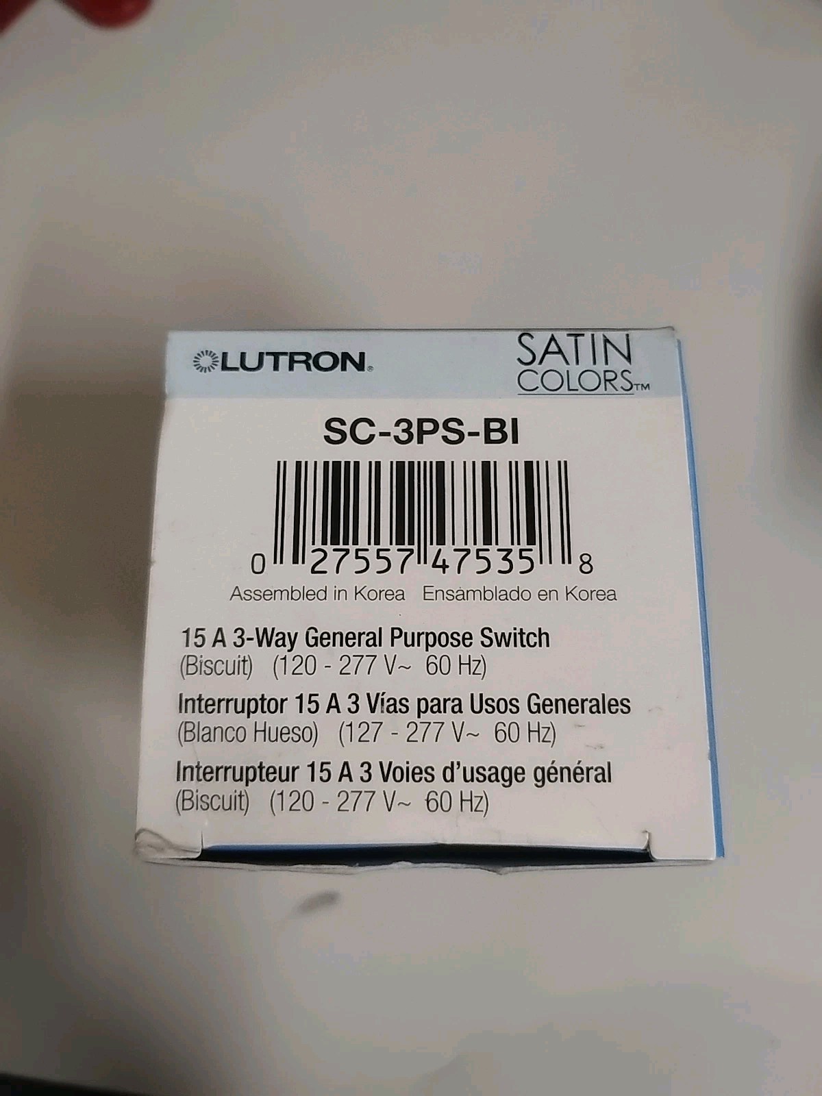 Lutron SC-3PS-BI General Purpose 15A 3-Way 120V Satin Colors Biscuit -NEW