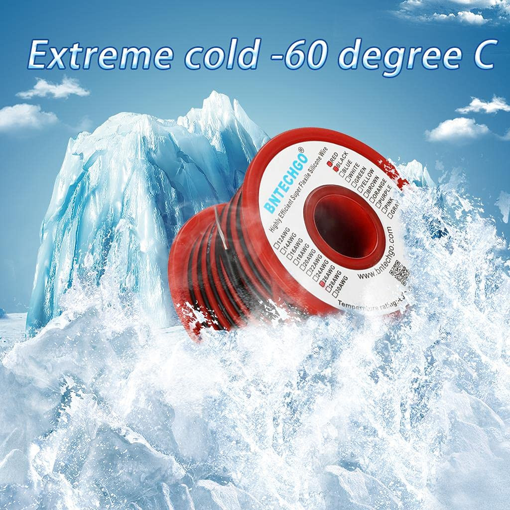 26 Gauge Silicone Wire Spool Red and Black Each 25ft 2 Separate Wires Flexibl…