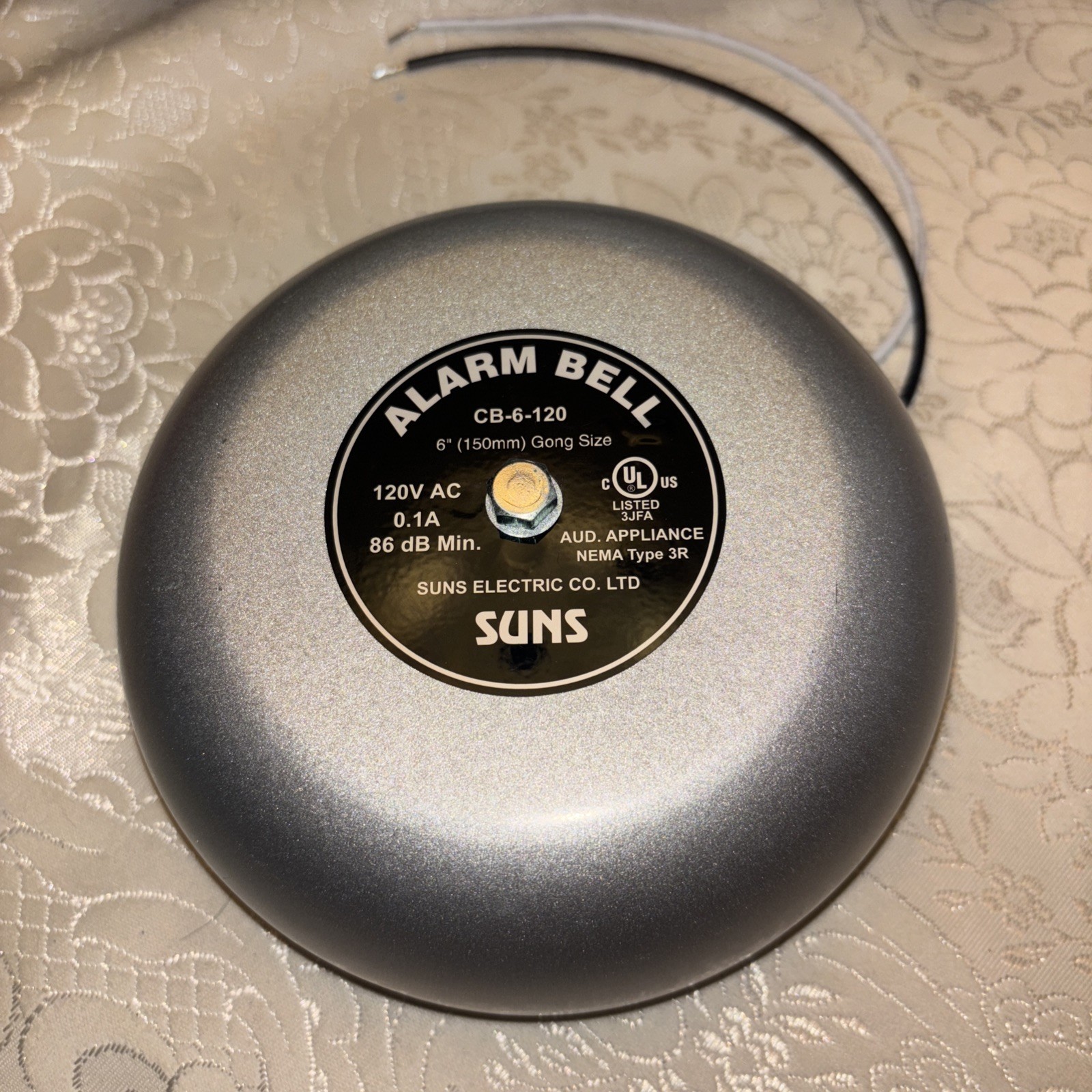 SUNS CB-6-120 Gray 120V Alarm Bell 6 Inch 120 Volt AC (6″ in 120 VAC)