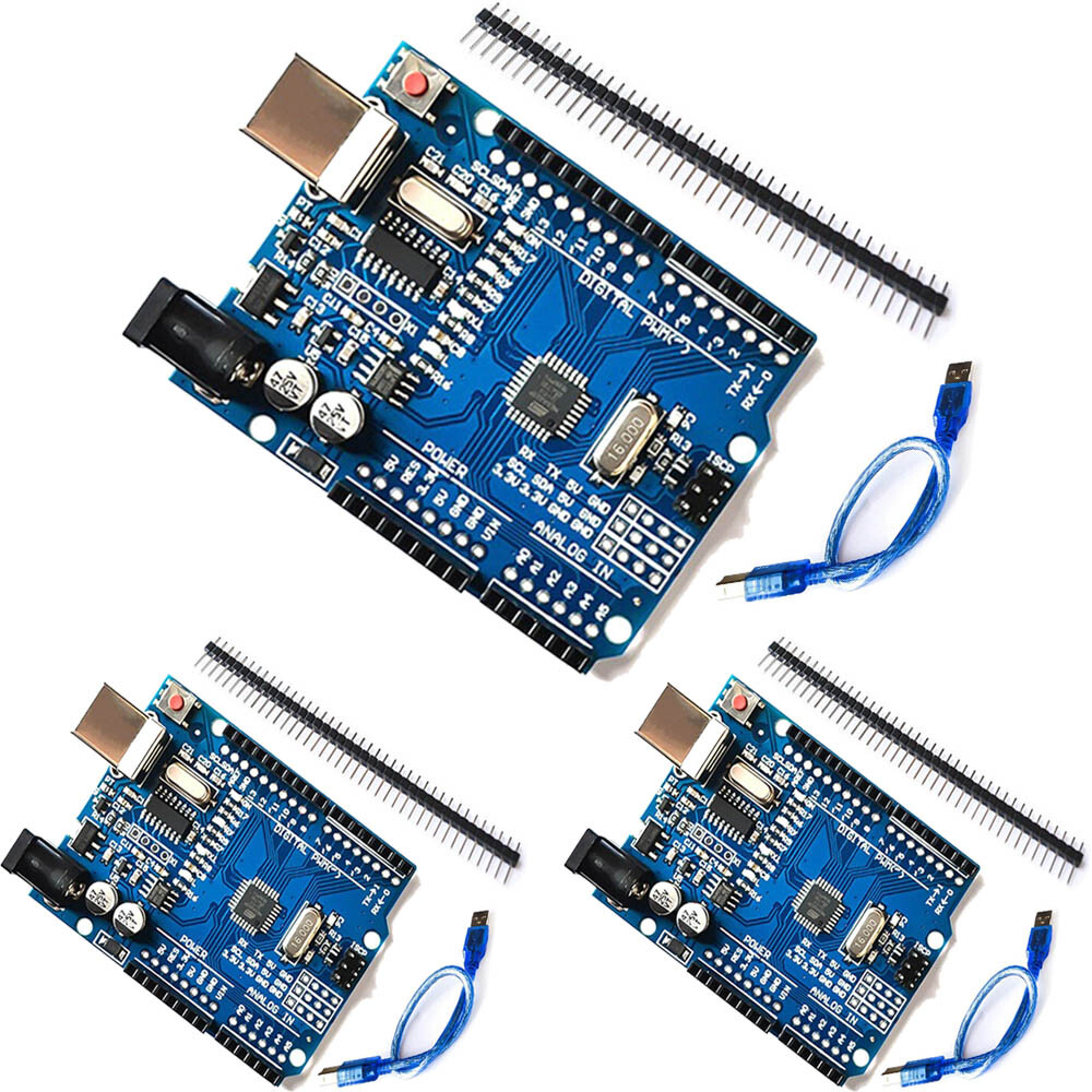 3pcs Development Board ATmega328P ATMEGA16U2 + 3pcs USB Cable For Arduino UNO R3