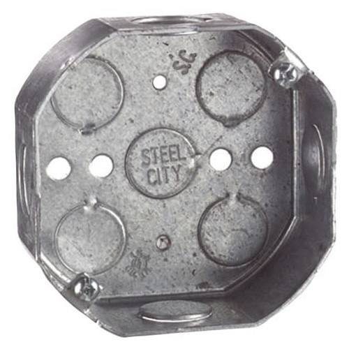 Steel City 541511234-25R, 4″ x 1/2″, Steel, Wall/Ceiling Mount, Octagon Box, 1pc