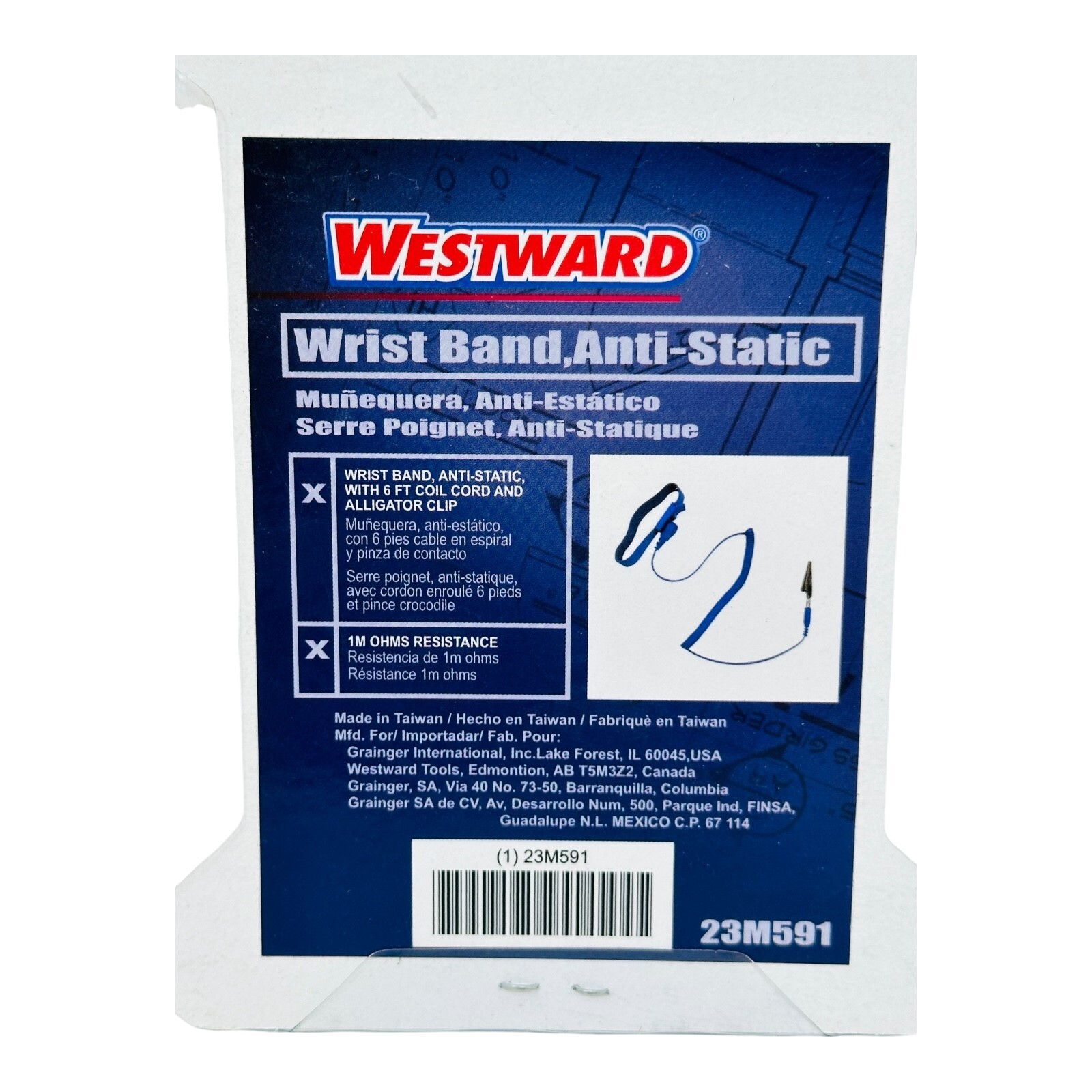 WESTWARD 23M591 WRIST BAND ANTISTATIC w/6′ COIL CORD NEW/NOS