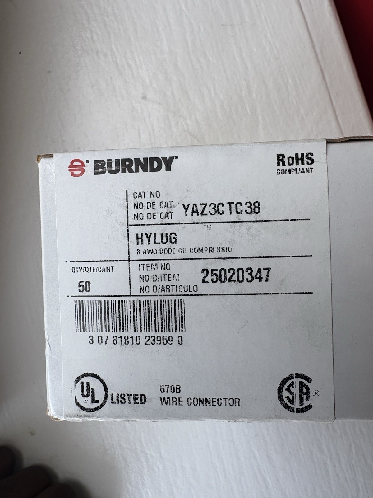 BURNDY HYLUG 3AG WIRE CONNECTOR