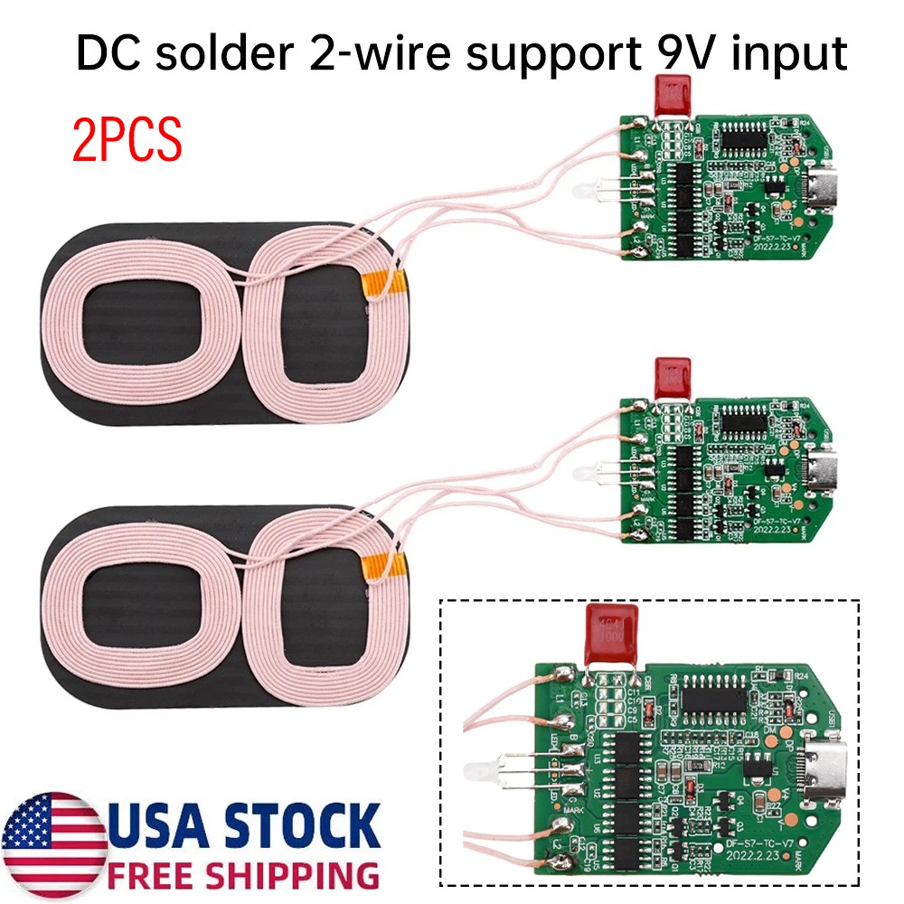 2PC Dual Coil 15W Wireless Charger Transmitter Module Fast Charging Board DIY US