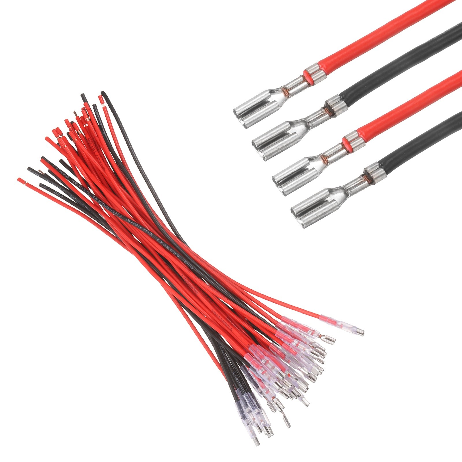 20Pcs Female Spade Crimp Terminal 2.8mm 20cm Wires, Red/Black