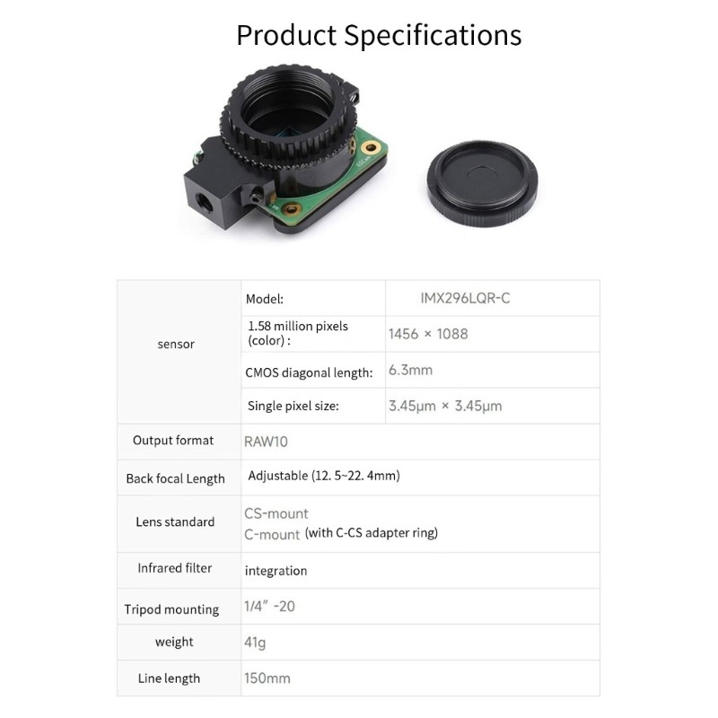 High1.6MP Camera Module forRaspberry Pi Global Shutter Camera Industrial Grade