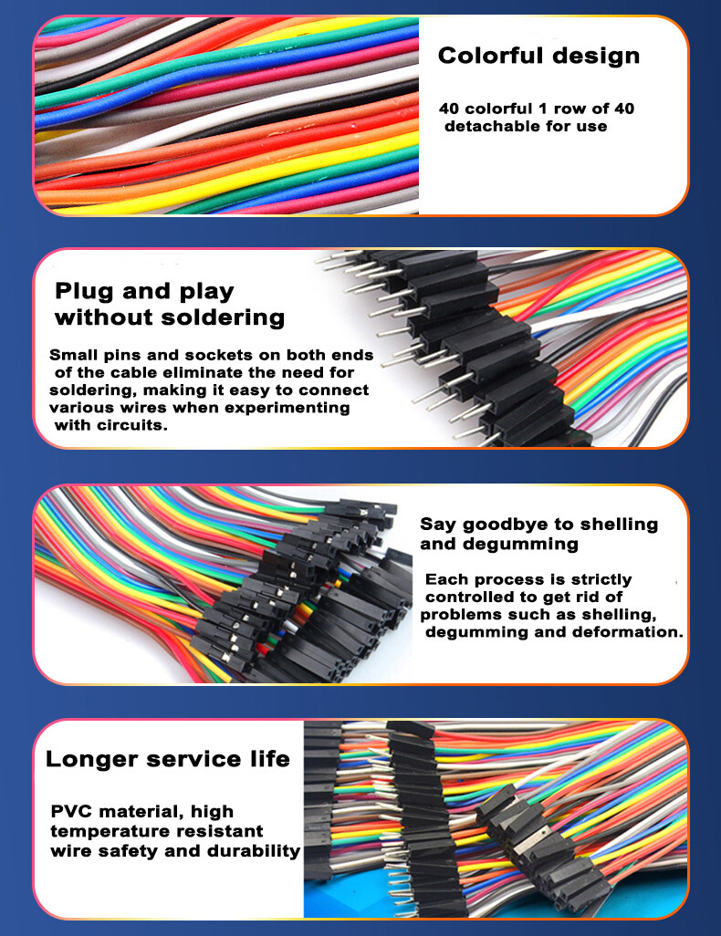40P Dupont Male Female 10cm/15cm/21cm/30cm/40cm Jumper Wire Connectors Leads