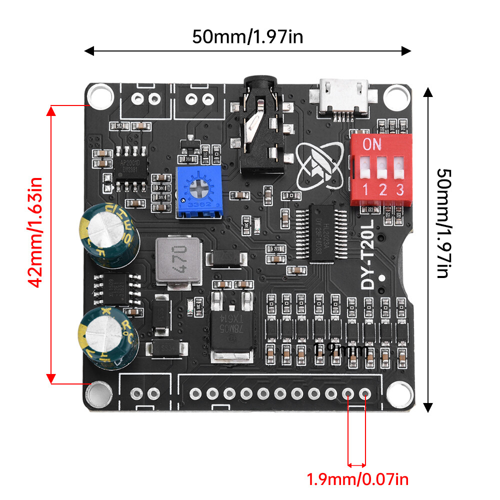 20W 9-Way MP3 Player Voice Playback Module DC 6V-35V D-class Custom Audio Board
