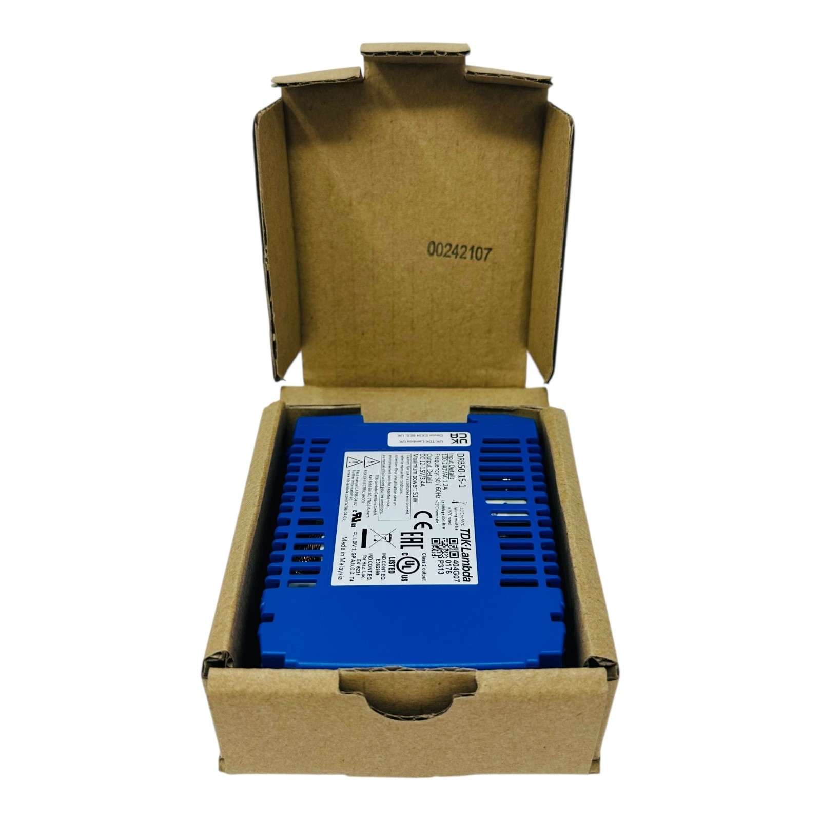 TDK-LAMBDA DRB50-15-1 DIN Rail Power Supplies 51W 115-230VAC 15V 3.4A NEW/NOS