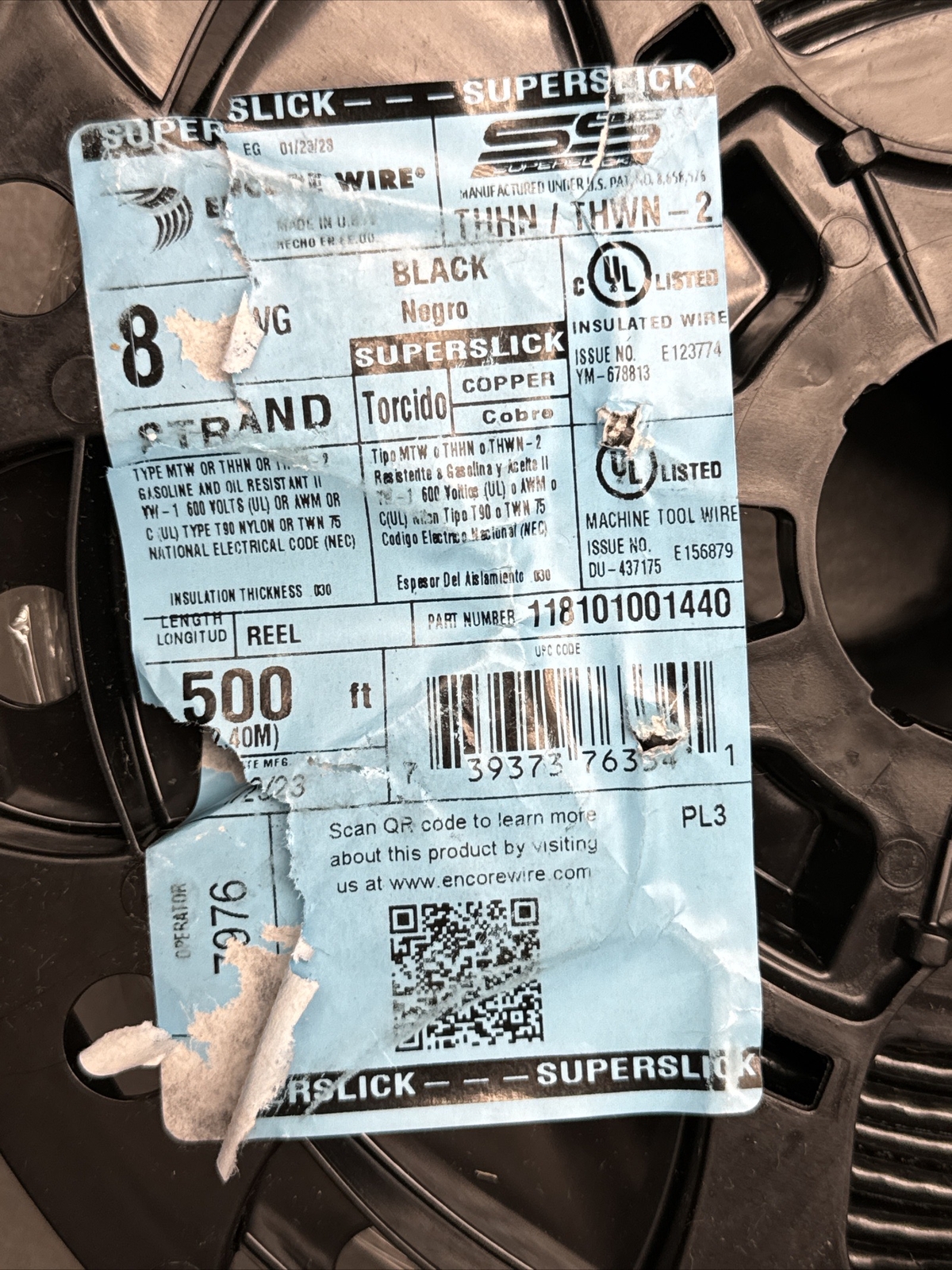 Encore Wire 118101001440 SuperSlick Black Copper 500-FT