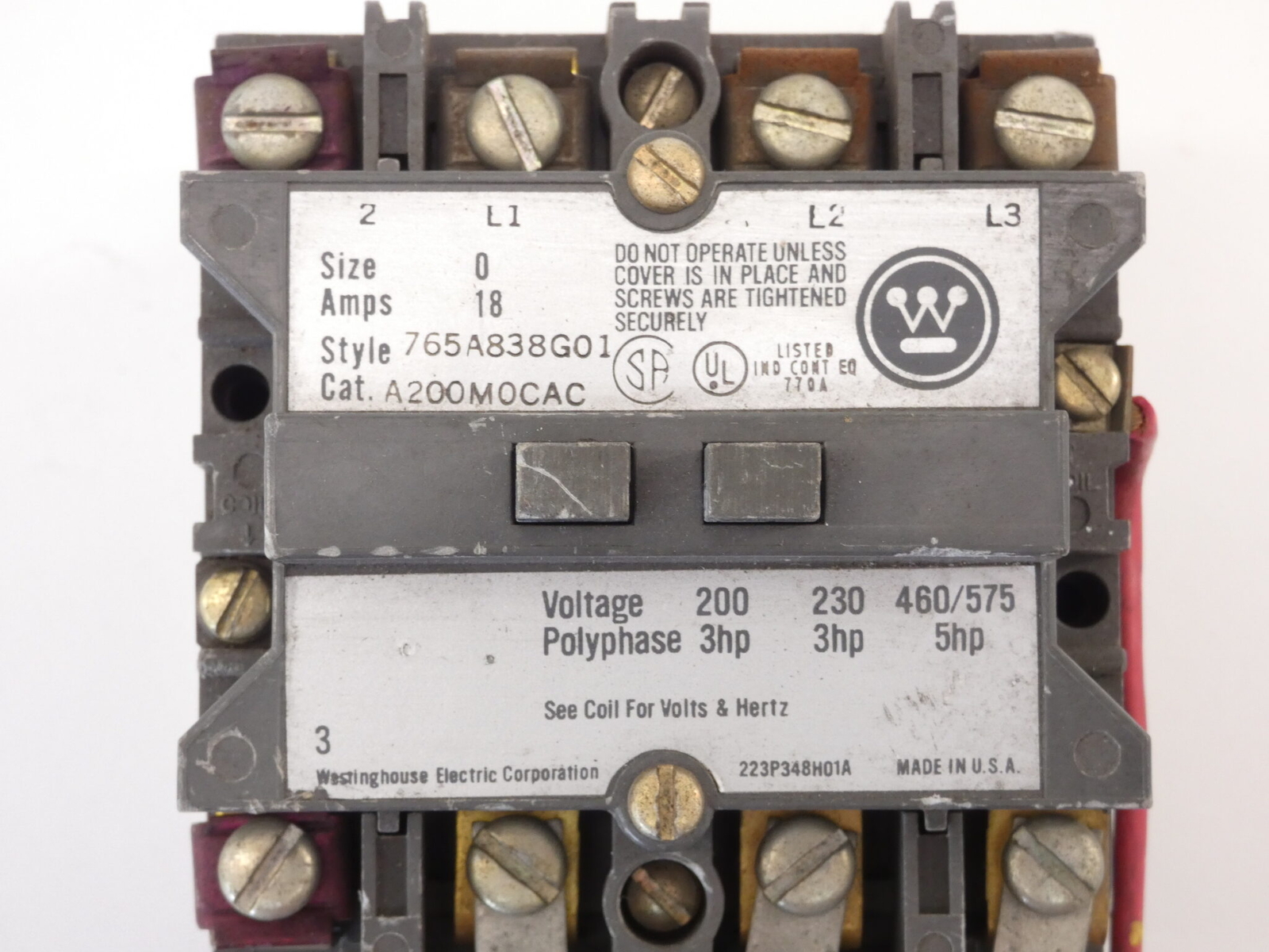 Westinghouse A200M0CAC Non-Reversing Motor Starter 600V Max