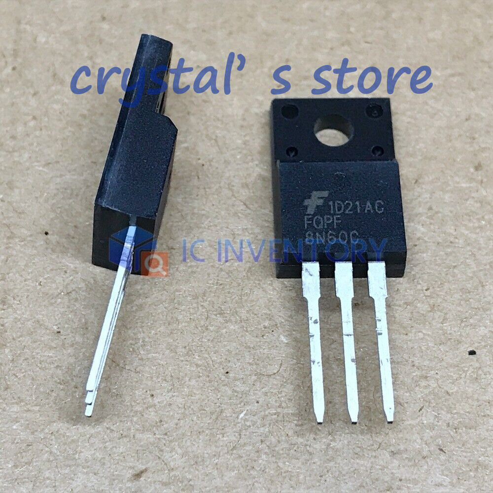10PCS FQPF8N60C TO-220F MOSFET Transistor General Purpose 7.5A 600V 1.2ohm 10V