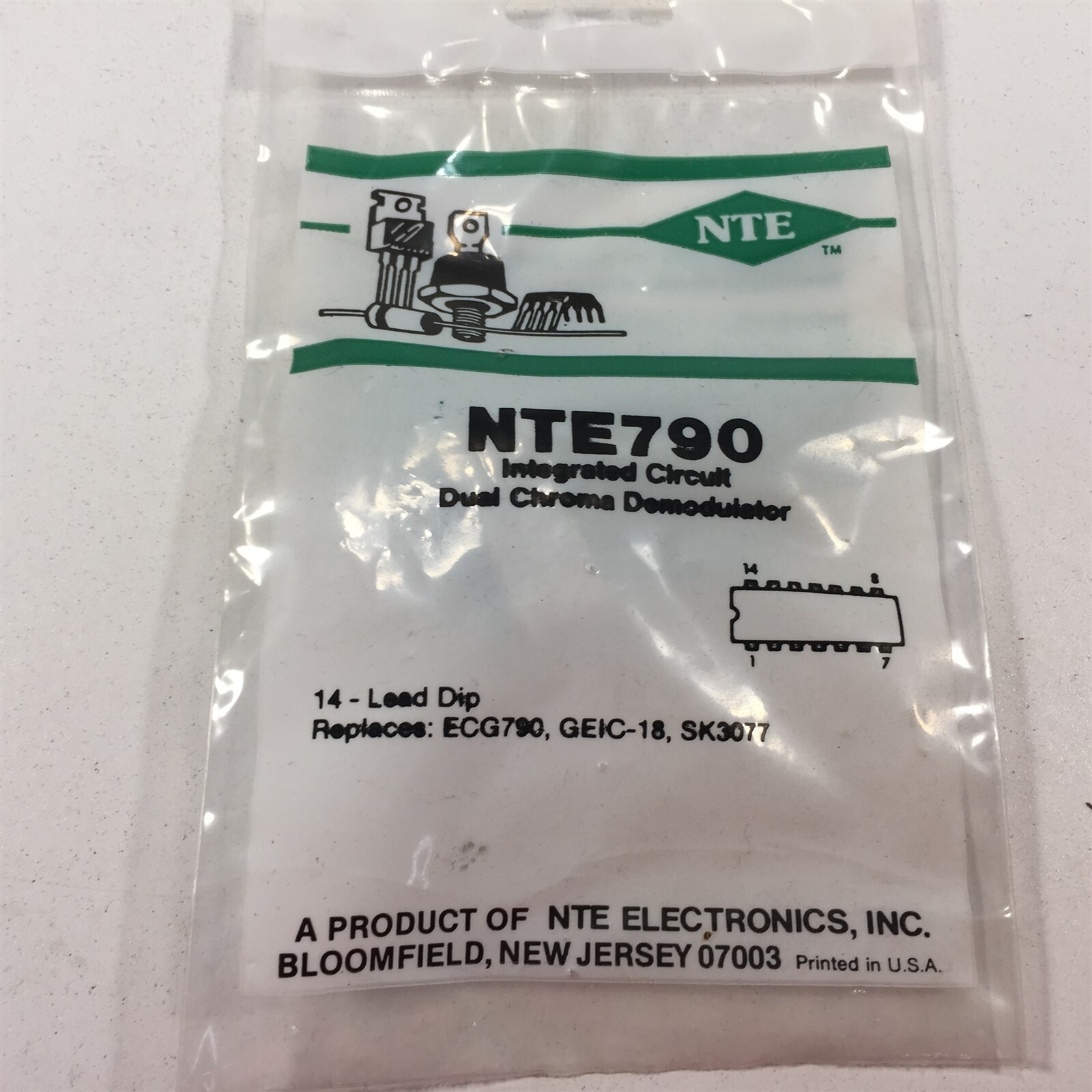 (1) NTE NTE790 Integrated Circuit Dual Chroma Demodulator