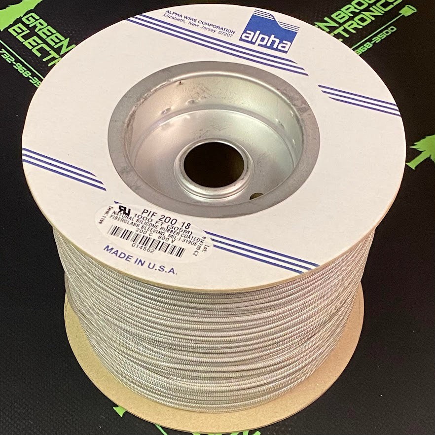 PIF-200-18 – ALPHA – 1000FT Fiberglass Braid coated with Silicone Rubber – 0.049