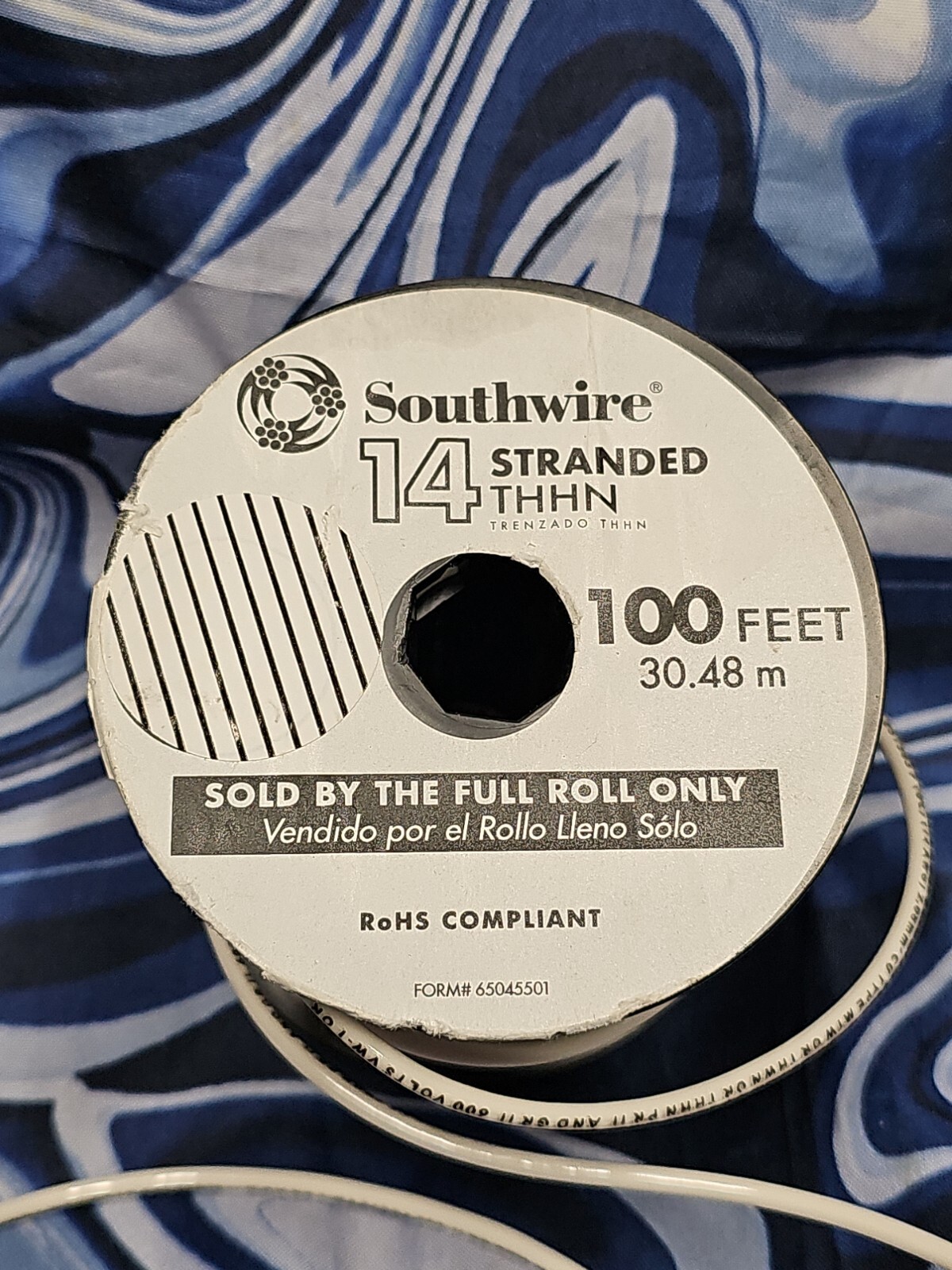 SOUTHWIRE 14AWG DU-437,226 E51583 F,600V,STRANDED COPPER INSULATED WHITE WIRE