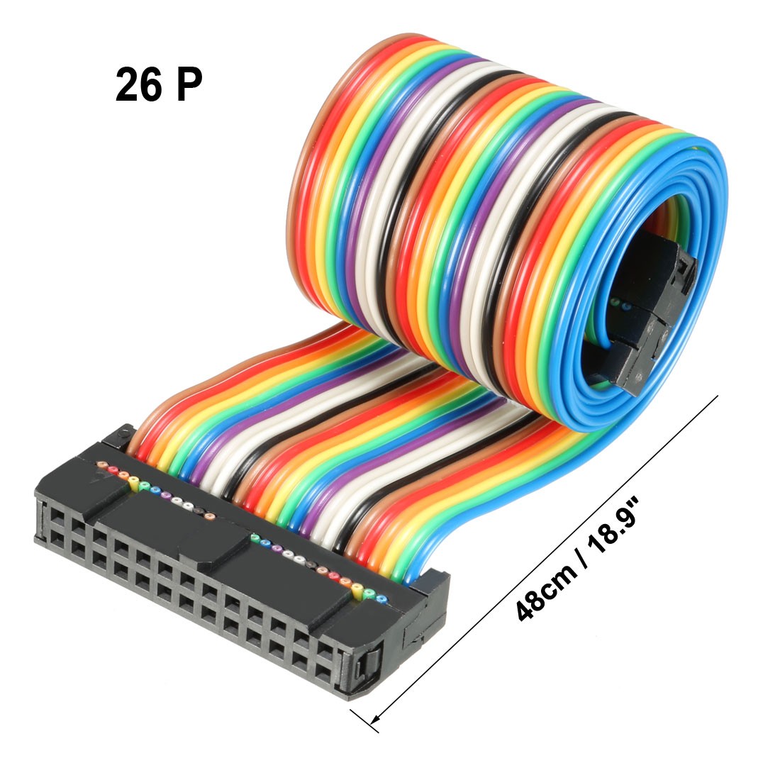 IDC 26 Pins Flexible Rainbow Ribbon Jumper Cable 48cm 2.54mm Pitch,1pc