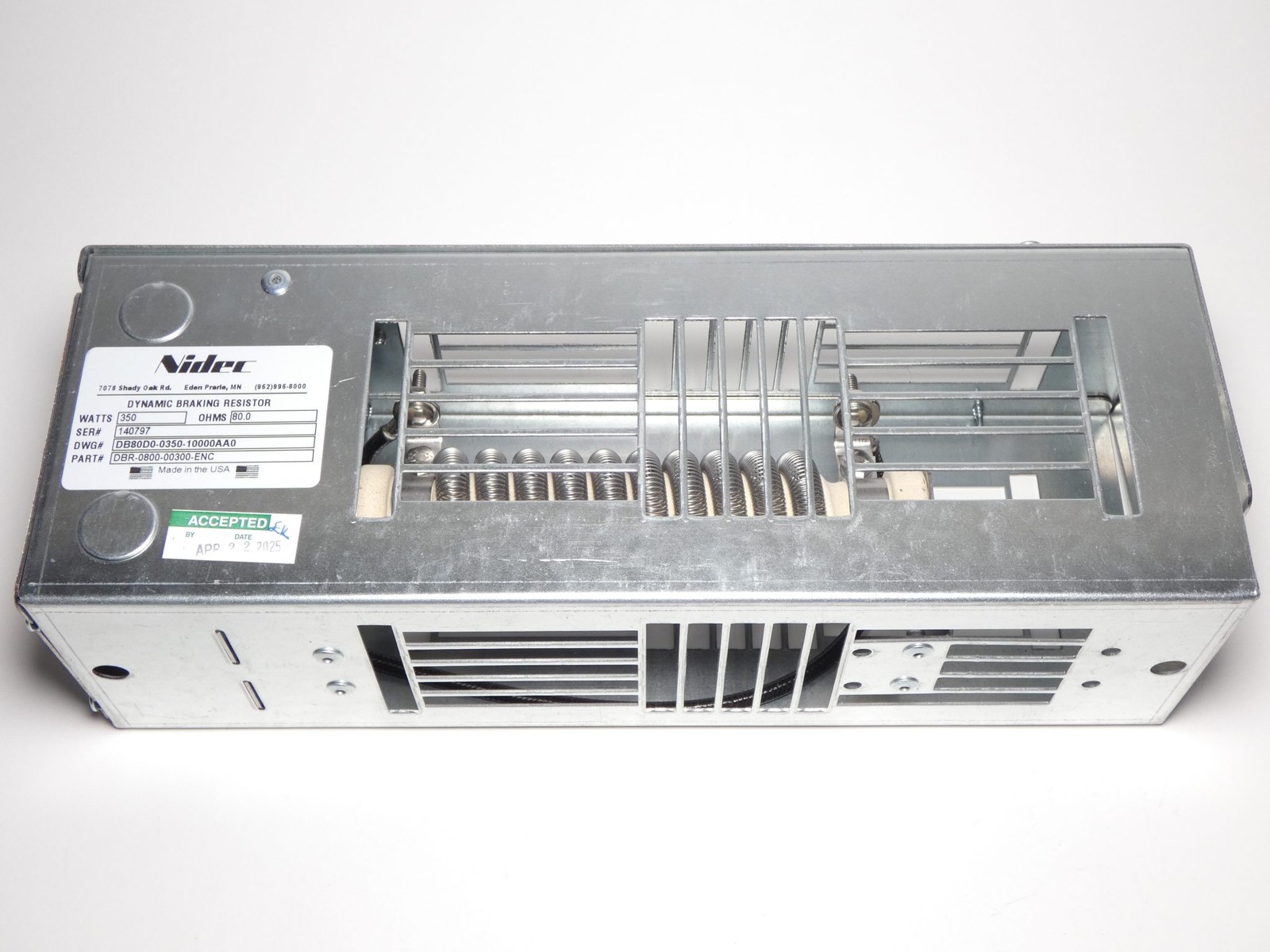 Nidec DBR-0800-00300-ENC Dynamic Braking Resistor 350W 80 OHMS – NEW Surplus!
