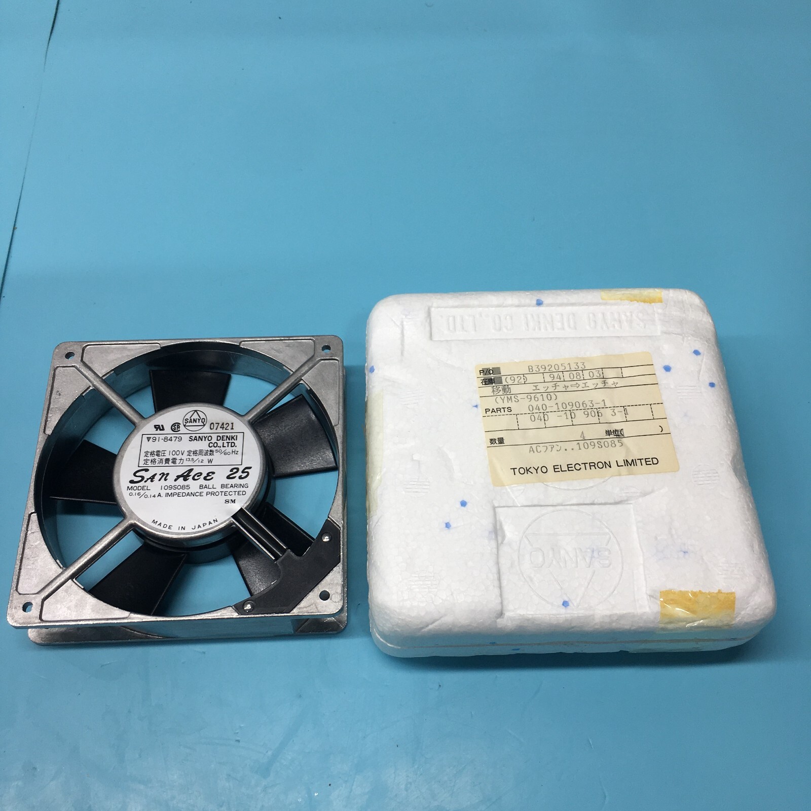 TEL 040-109063-1 AC FAN 1098085, SANYO DENKI I09S085, SAN ACE 25, 120944