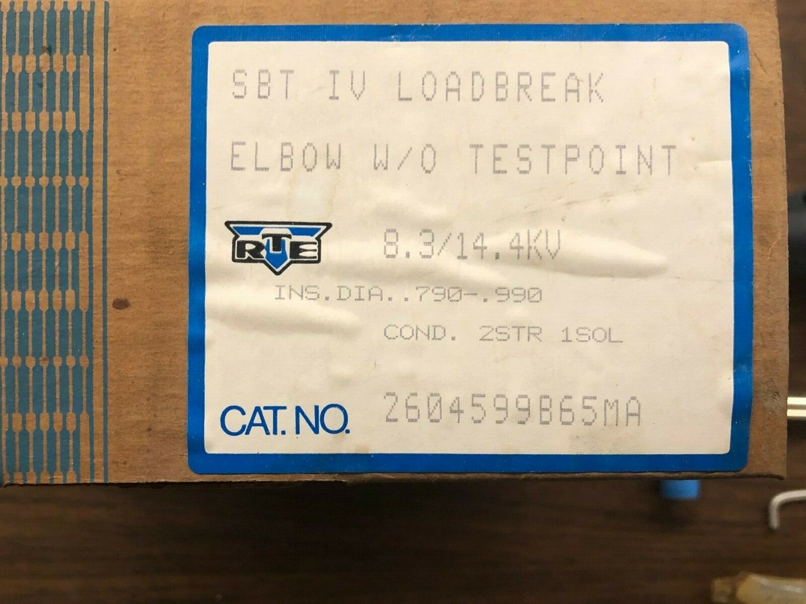 RTE SBT IV Loadbreak Elbow w/o test point 2604599B65MA