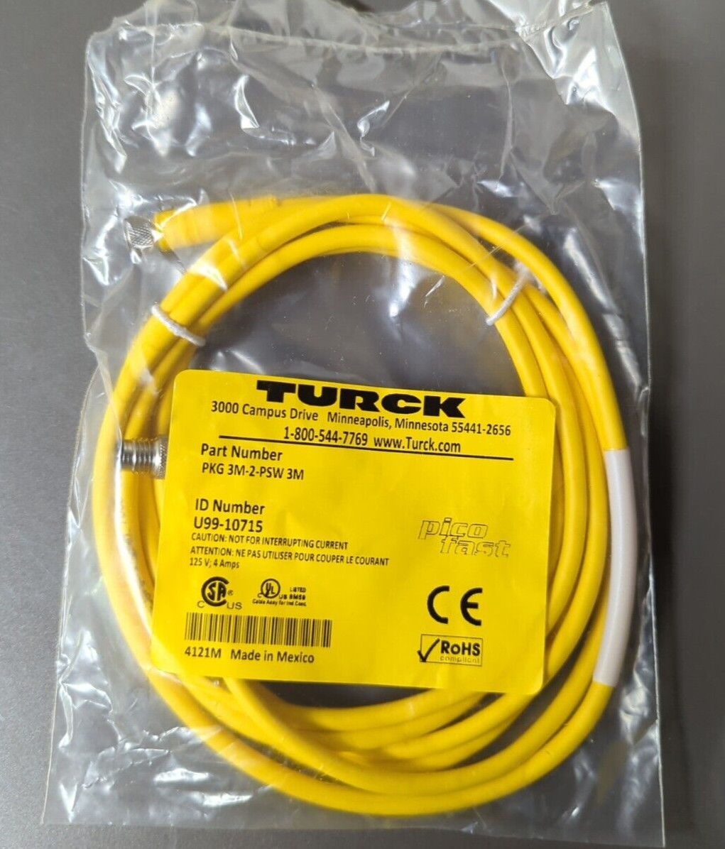 Turck Cordset PKG 3M-2-PSW 3M Straight Female M8 to Right angle Male M8 picofast