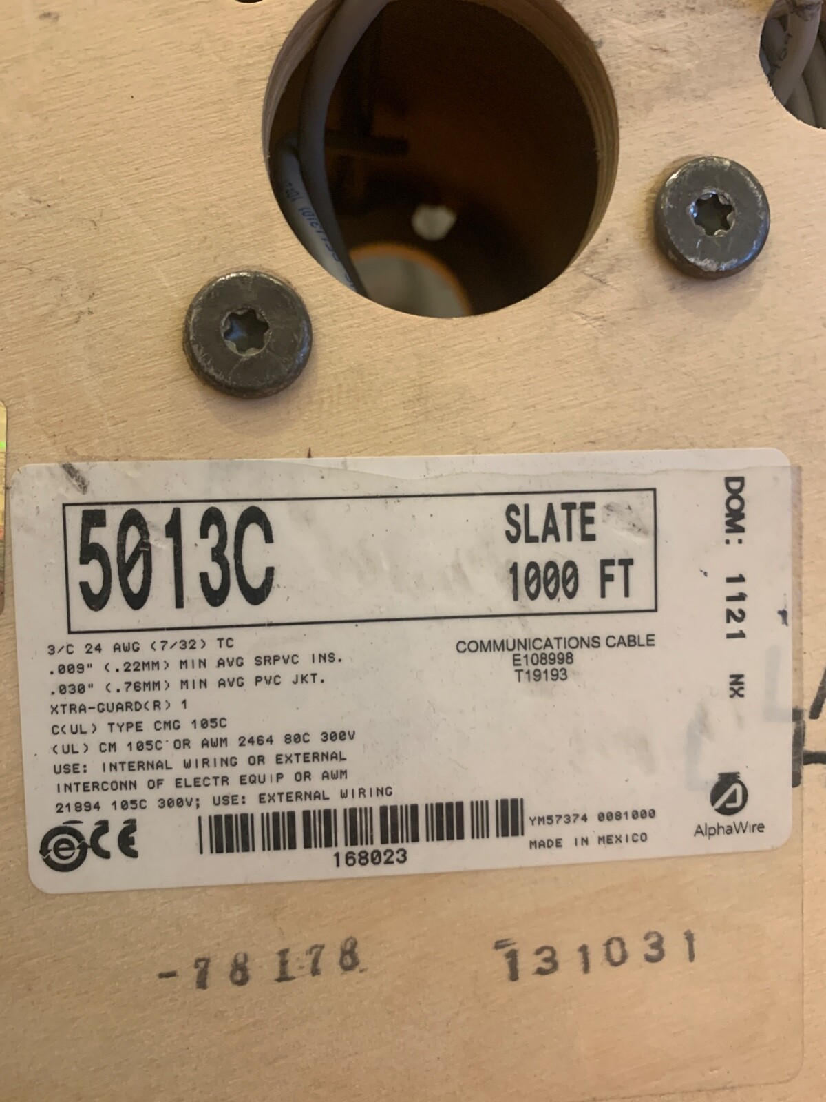 Alpha Wire Multi-Conductor Cables 24AWG 3C UNSHLD 1000ft SPOOL SLATE