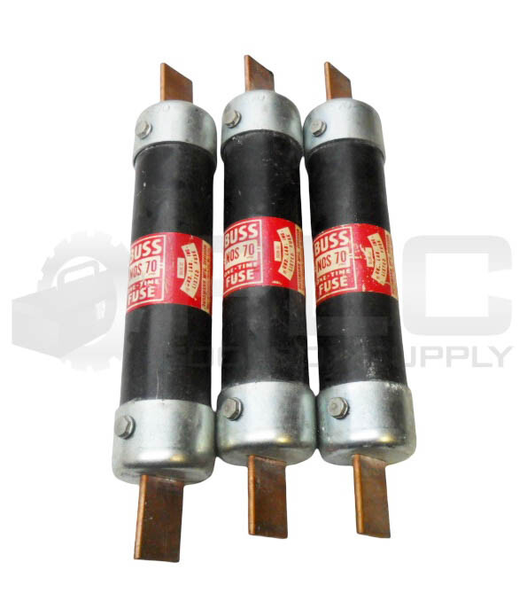 LOT OF 3 BUSSMANN NOS 70 ONE TIME FUSE 70A 600V