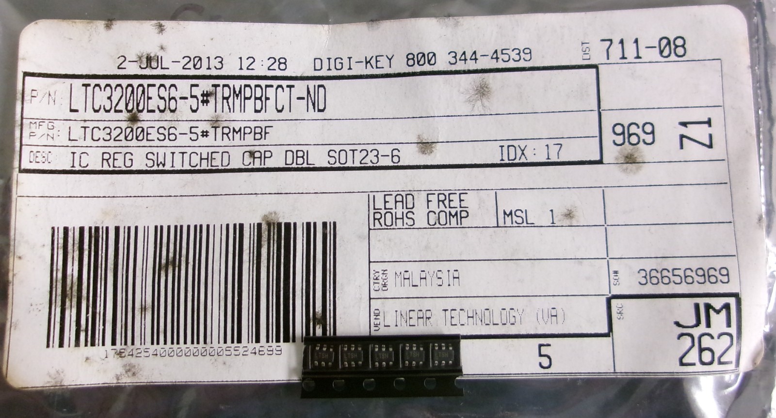 Linear Technology LTC3200ES6-5#TRMPBF IC REG Switched CAP DBL SOT23-6 (Lot of 5)